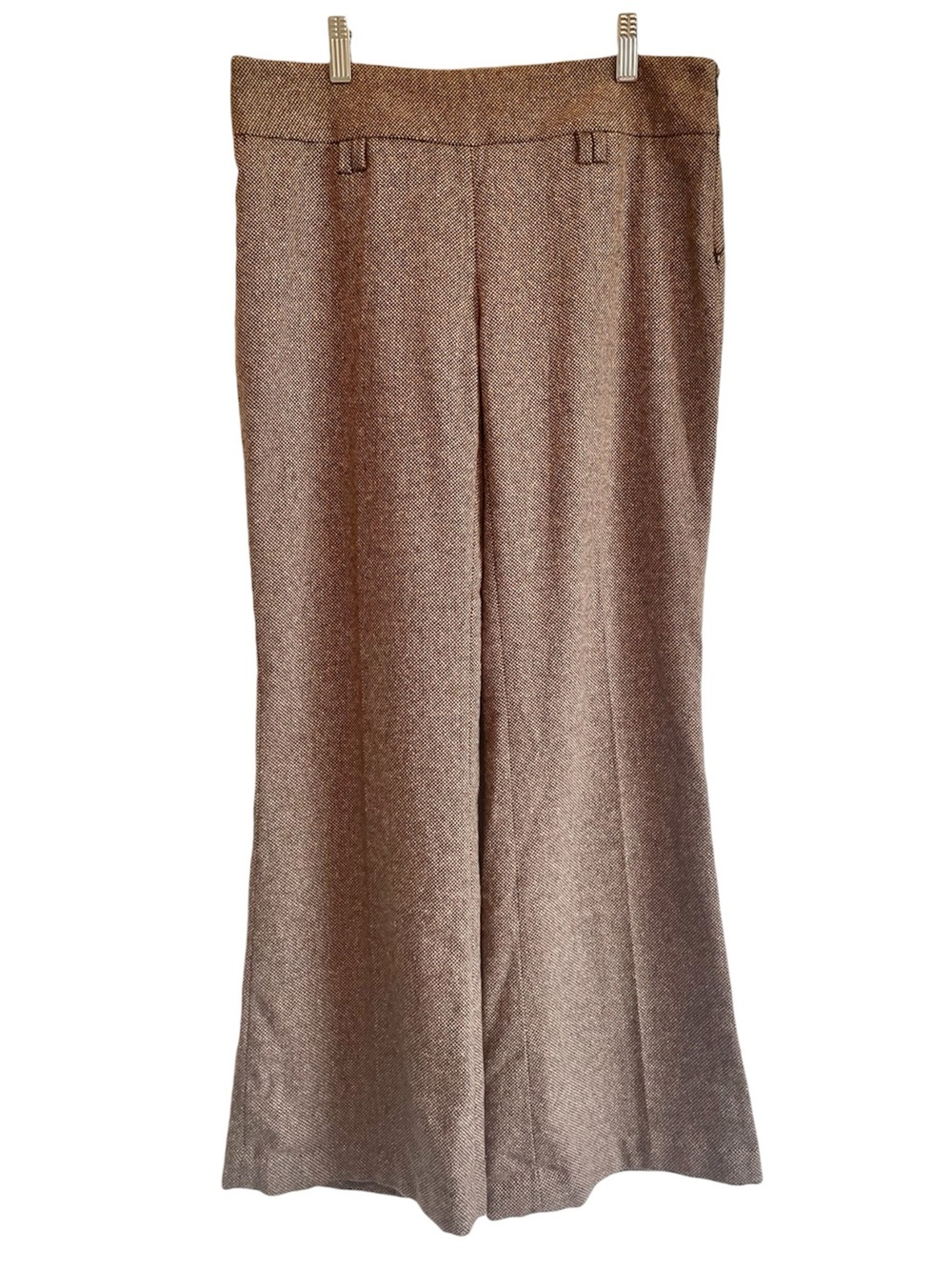 Zara Basics Wool Silk Blend Wide Leg Flare Trousers Pants Brown Academia Size 6
